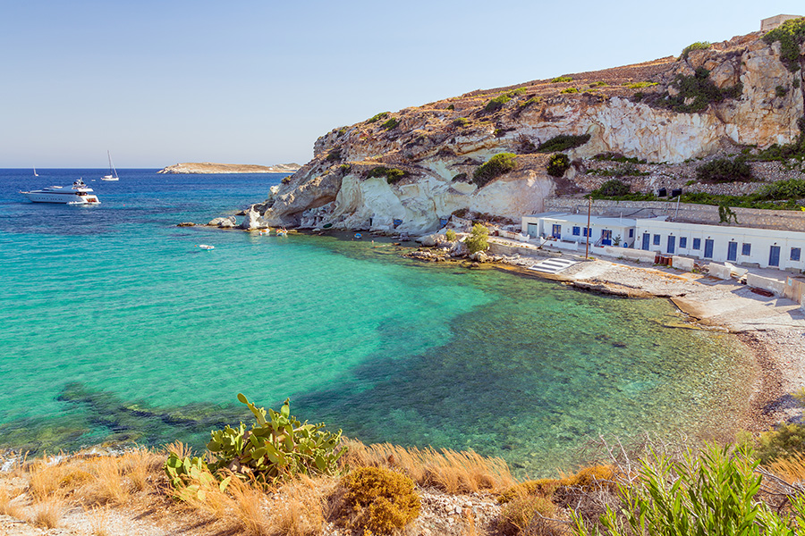Kimolos island, Greece — aerial coastline view